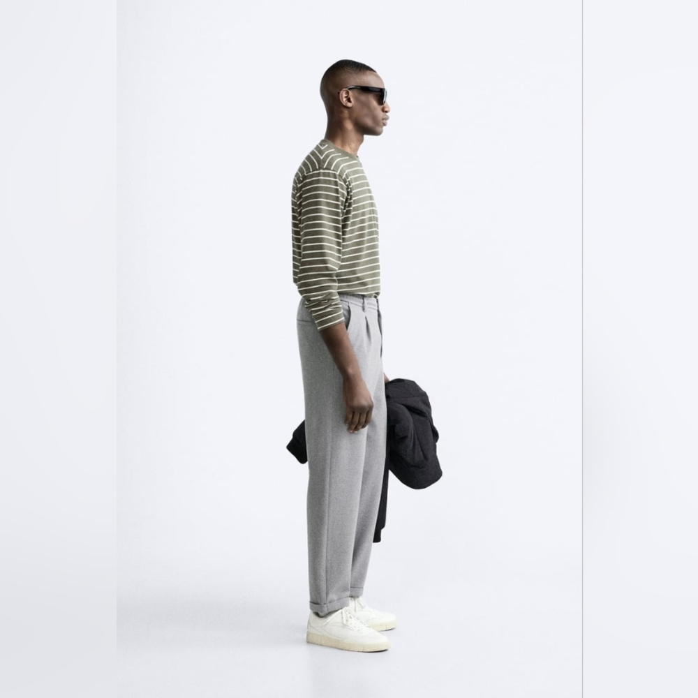 NWT Zara Grey Pleated Trousers - Picture 4 of 15